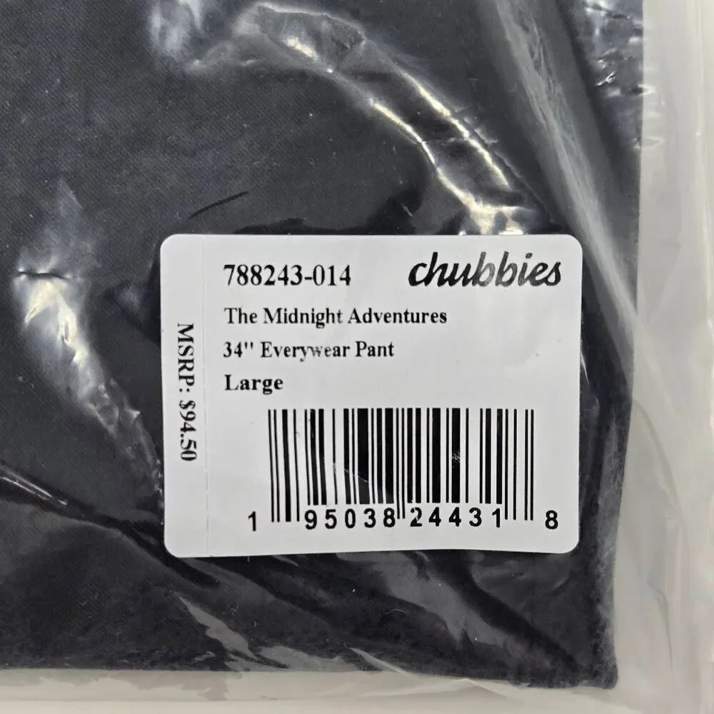 CHUBBIES EVERYWEAR PANT MENS LARGE 34" INSEAM BLACK MIDNIGHT ADVENTURES NEW - Picture 4 of 4
